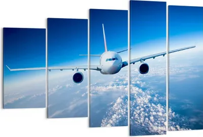 Produktbild von Bild auf Leinwand - Leinwandbild - Flugzeug himmel wolken flug - 150x100cm - Wand Bild - Wanddeko - Leinwanddruck - Bilder - Kunstdruck - Wanddekoration - Leinwand bilder - Wandkunst - EG150x100-2723