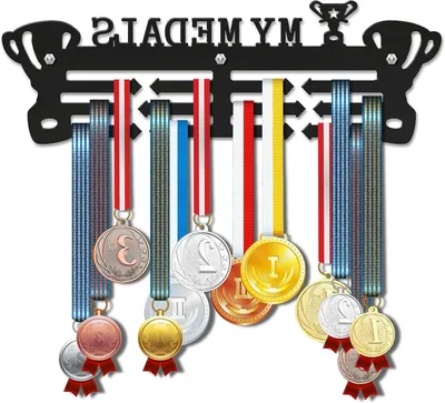 Productafbeelding van Medaille Hanger - Trofee Rek - Prestaties Tonen - Duurzaam Acryl - 30 cm - Zwart