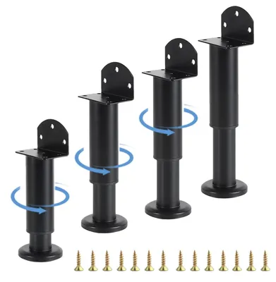 Zdjęcie produktu dla 4 sztuki regulowanych nóżek meblowych, 12-18 cm, nóżki w kształcie litery "L" do mebli