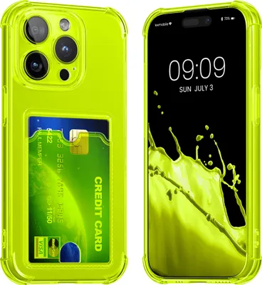 Produktbild von kwmobile Hülle mit Kartenfach kompatibel mit Apple iPhone 15 Pro Max - Handyhülle iPhone 15 Pro Max mit Kartenfach - Soft Case - Schutzhülle in