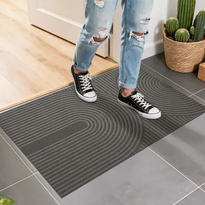 Zdjęcie produktu dla Mata podłogowa do użytku wewnętrznego i zewnętrznego, 50x80 cm, szara, antypoślizgowa, zatrzymująca brud, nadająca się do prania, chłonna