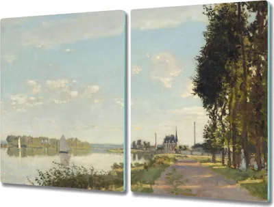 Produktbild von Coloray Schneidebrett Herdabdeckplatte 2x40x52 cm Kochplattenabdeckung Küchenbrett Hackbrett - Promenade in Argenteuil Monet