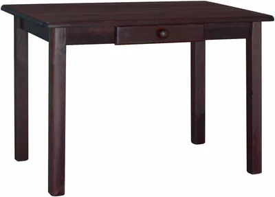 Image de Table avec tiroir en pin massif de couleur noyer 90 x 60 cm