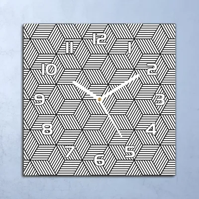 Produktbild von Deko Glasuhr Wanduhr 30x30 Würfel weiß schwarz Quarz Küchenuhr Bürouhr