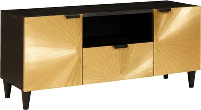 Zdjęcie produktu dla Szafka pod telewizor z szufladą Czarny i złoto 105 x 33 x 46 cm