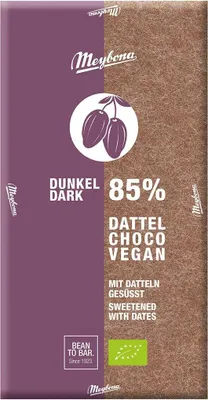 TABLICZKA KAKAOWA 85 % SŁODZONA DAKTYLAMI BIO 80 g - MEYBONA