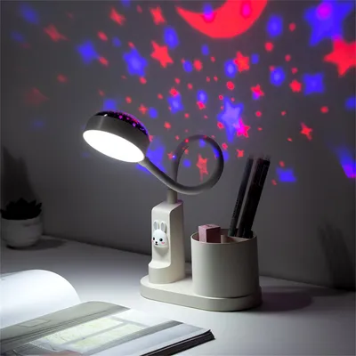 Produktbild von Tischlampe mit automatischem Farbwechsel,Kinder Nachttischlampe mit Stifthalter Schreibtischlampe , dimmbare wiederaufladbare LED-Leselampe für Kinder