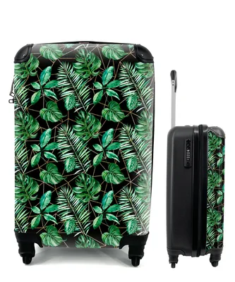 Produktbild von MuchoWow® Koffer Handgepäck Trolley Rollkoffer Kleine Reisekoffer mit 4 Rollen - Vintage - Pflanzen - Muster - Cabin Size < 55x40x23 cm & 55x40x20 cm - Fotokoffer - Kabinenkoffer - Boardgepäck - Reise-Box - Reisekoffer - Reisegepäck - Koffer mit Bild - Trolley für Kinder