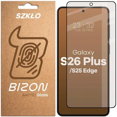 Produktbild von Mattes Hartglas für Galaxy S26 Plus / S25 Edge, Bizon Glass Matte, Schwarzer Rahmen