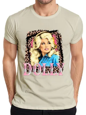 Imagen del producto de Camiseta para hombre con diseño de Dolly Parton, leyenda de la música country, cantante del oeste, estilo "cowgirl", color natural, talla L