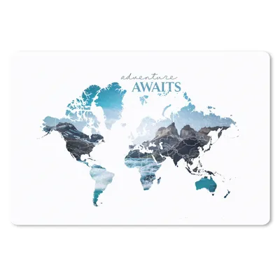 Produktbild von MuchoWow® Mauspad Mousepad Weltkarte - Zitate - Berg 27x18 cm - Mousepads - Maus Mat - Pad - Mausunterlage - Büroartikel - Desk Matten