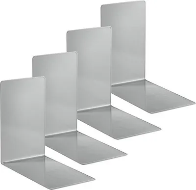 Produktbild von Metallene Buchstützen, 4 Stück, grau, 14 x 14 x 8,5 cm
