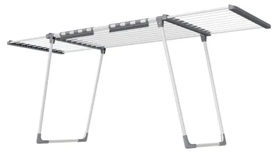 Immagine prodotto di Porta abiti pieghevole con ali estensibili | Bianco-grigio | 113,5-200 x 62,5 x 90 cm