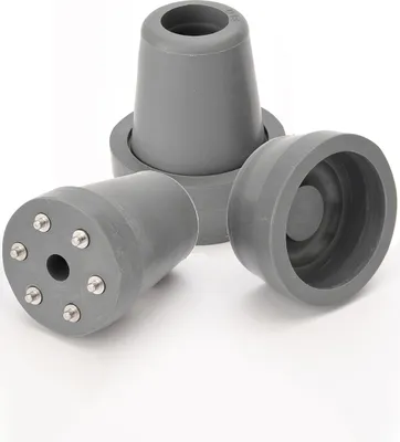 Produktbild von Krückenkapsel mit Spikes und Schutzkappe grau>>>>18 mm