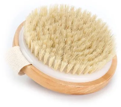 Produktbild von Unyqoos® Set Körperbürsten mit natürlichen Borsten – Trockenbürsten zur Hautpflege, Exfoliation & Durchblutungsförderung, Ø 10,5 cm, Antirutsch-Handschlaufe