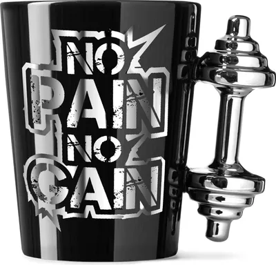 Produktbild von Hantel Gym Becher mit "NO PAIN NO GAIN" Aufschrift