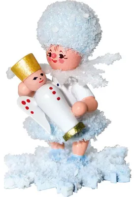 Produktbild von Schneeflöckchen mit Engel (5cm) von Drechslerei Kuhnert