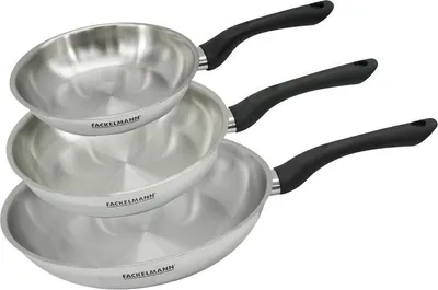 Image de Set 3 poêles 20 24 et 28 cm en inox Fackelmann Geneva