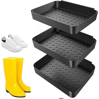 Produktbild von Schuhabtropfschale 3er Set Kunststoff 35x27x3cm erhöhtem Rand