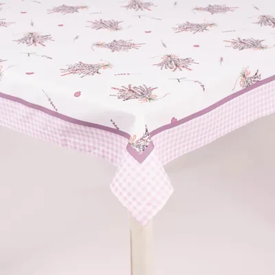 Produktbild von Clayre & Eef Tischdecke Lavendel Karo weiß lila 150x250cm