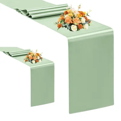 Productafbeelding van Tafelkleed, saliegroen, 30 x 275 cm, polyester, afwasbaar, gemakkelijk te onderhouden