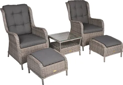 Produktbild von Gartenstuhl NARA mit Beistelltisch - Kunststoff, Grau, 90x68x98cm | Gartenstuhl-Set Relaxsessel Wetterfest Gartenstühle Outdoor