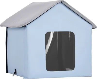 Produktbild von Beheizte Katzenhütte - Katzenhaus 47x42x47 cm - Katzenhöhle Blau (S) - Haustierunterkunft für Komfort und Wärme