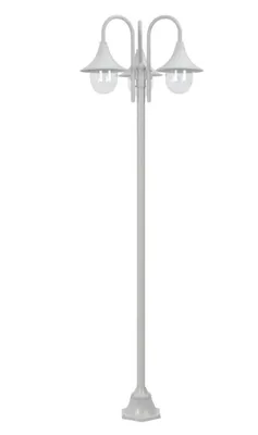 Immagine prodotto di vidaXL Dissuasore luminoso da giardino E27 220 cm in alluminio a 3 lanterne bianco