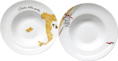 Immagine prodotto di Piatto di pasta in porcellana con decori assortiti Ø27cm bianco