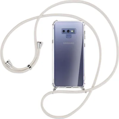 Produktbild von Handykette Backcover-Schutzhülle mit Band (Metall silberfarben) für Samsung Galaxy Note 9 - broken white