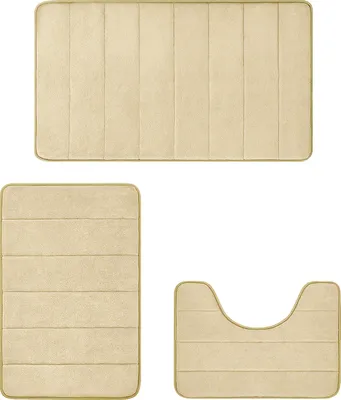 Produktbild von OKWISH 3 Stück Badteppich Badematten Set Waschbar rutschfest Badvorleger Duschvorleger Duschmatte Badteppich für Badezimmer Khaki