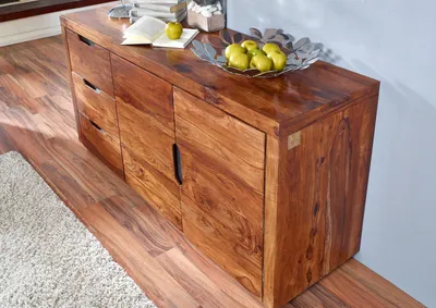 Produktbild von MASSIVMOEBEL24 Sideboard Sheesham 150x45x75 walnuss lackiert DUKE #126