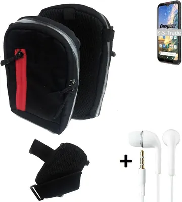Produktbild von K-S-Trade Outdoor Gürteltasche Holster Umhängetasche + Kopfhörer kompatibel mit Energizer Hard Case H620S schwarz Handy Tasche Case travelbag