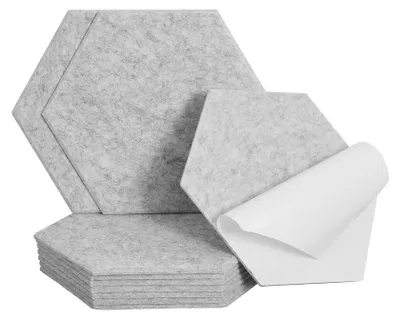 Produktbild von HOME DELUXE Akustikplatten Hexagon selbstklebend SILENT - Hellgrau, 20er Set | Schallschutzplatten, Wanddekoration, Schallabsorber, Akustik Paneel