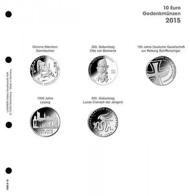 Produktbild von Lindner 1108D15 Vordruckblatt 10 Euro Gedenkmünzen 2015 Deutschland