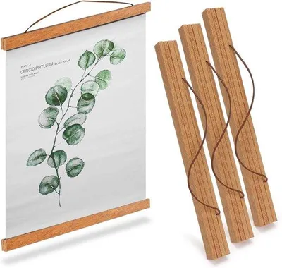 Produktbild von 3 Stück Posterleisten – A3 Holz-Fotohalterungen – 30 x 40 cm Magnetische Posterleisten – Perfekt für Poster und Fotos – Teakholz