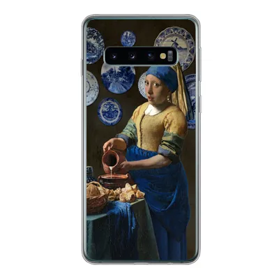Produktbild von MuchoWow® Handyhülle Schutzhülle Hülle für Samsung Galaxy S10 Milchmädchen - Das Mädchen mit dem Perlenohrring - Vermeer Silikon Softcase Handy Hülle - Handytasche