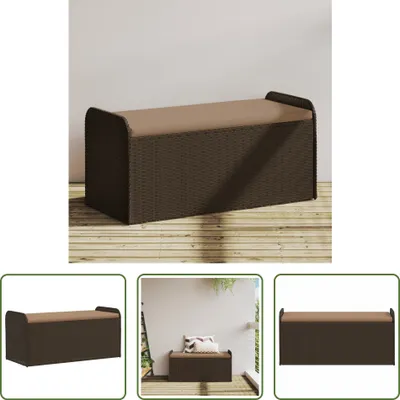Produktbild von The Living Store Sitzbank mit Stauraum & Kissen Braun 115x51x52 cm Poly Rattan