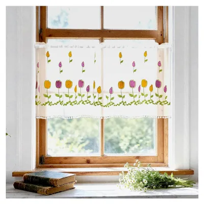Produktbild von Bistro Gardine Kurz 60 cm mit Blumenmuster