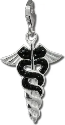 Produktbild von SilberDream Charm Hermesstab Zirkonia schwarz Charmsanhänger 925 Silber D2GSC557S