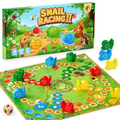 Productafbeelding van Kinderspel Houten Slakkenspel - Gezelschapsspel Voor 2-4 Spelers - Meerkleurig