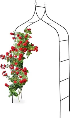 Produktbild von Famanu Gartenbogen für Kletterpflanzen - breite Pflanzenstütze - schwarz - 255x140x38 cm
