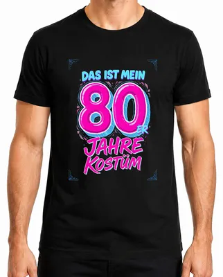 Produktbild von 80er Jahre Kostüm Neon Retro Party Geburtstag Geschenk Lustig Herren T-Shirt, Schwarz, M