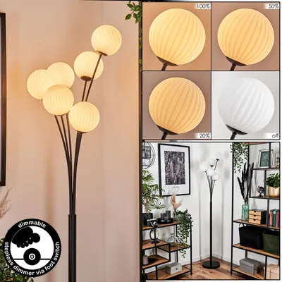 Produktbild von Lerici Stehlampe aus Metall/Riffelglas in Schwarz/Weiß