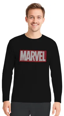 Produktbild von Marvel Schlafanzug für Männer Pyjama Set Langarm Oberteil mit Hose Schwarz XL