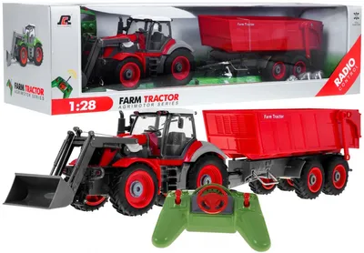 Obrázek produktu pro Traktor s bagrem a přívěsem pro děti 3+ Dálkově ovládaný + pohyblivé části Červený