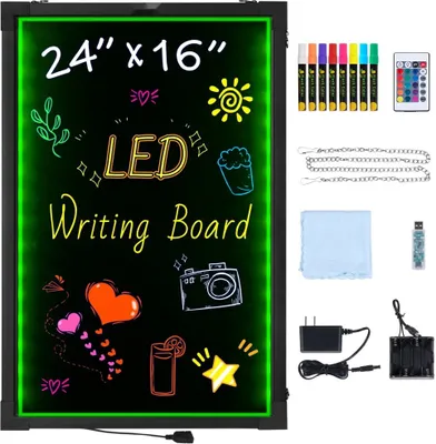 Image de Tableau d'affichage LED avec éclairage - Tableau lumineux effaçable 405x605mm - Tableau d'affichage pour publicité et informations - Usage multiple