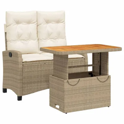 Produktbild von vidaXL 2-tlg. Garten-Essgruppe mit Kissen Beige Poly Rattan