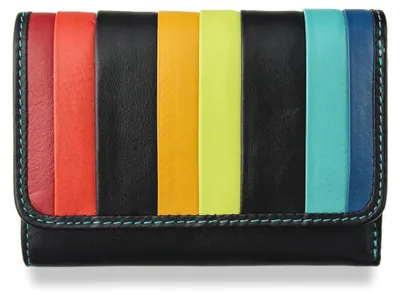Immagine prodotto di Portafoglio da donna in pelle Visconti, modello Santorini, con protezione RFID, colore nero, dimensioni 12x9 cm