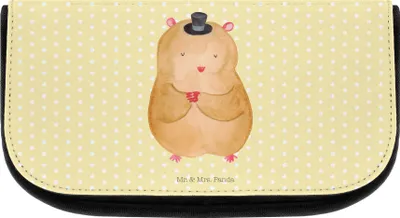 Produktbild von Mr. & Mrs. Panda kulturtäschchen Hamster Hut - Gelb Pastell - Geschenk, Waschtasche, Lustige Sprüche, Zauberer, Zwerghamster, Zylinder, kosmetiktäschchen, Kulturbeutel